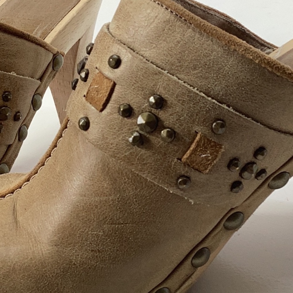 Pelle Moda Beige Leather Studded Mules - Picture 13 of 13